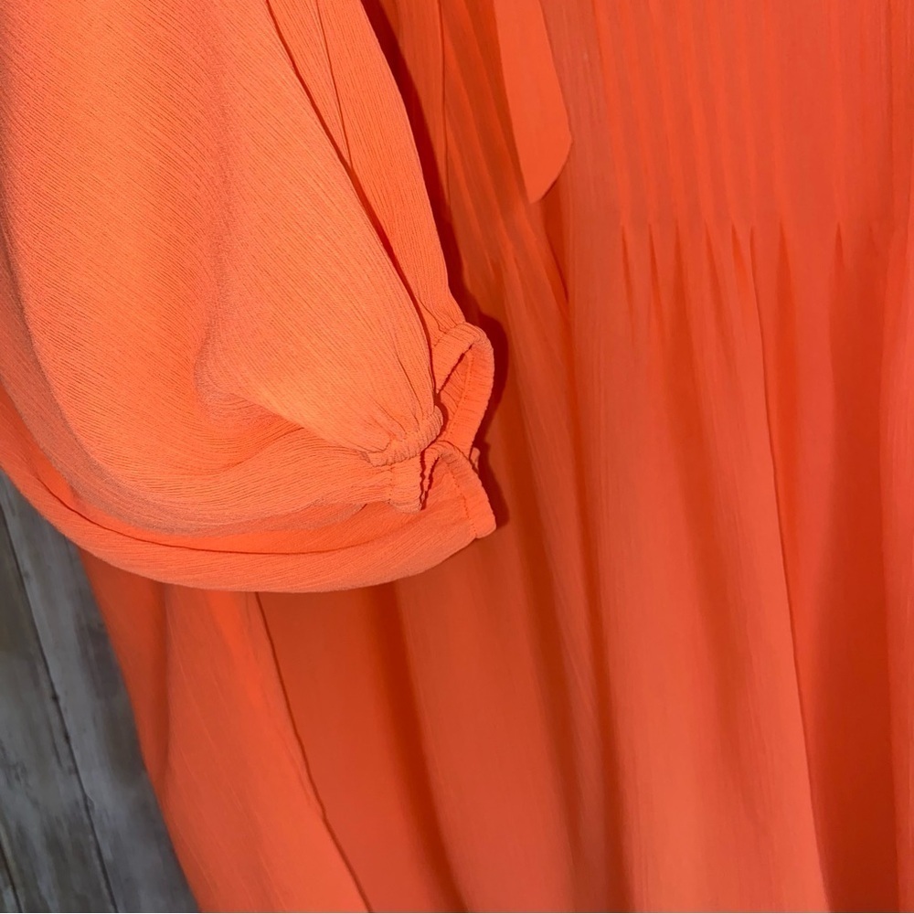 Lane Bryant Orange Chiffon Tie Neck Blouse - Picture 4 of 5